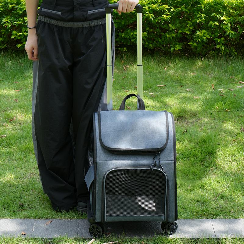 Portable Breathable Foldable Pet Trolley Bag for Cats and Dogs