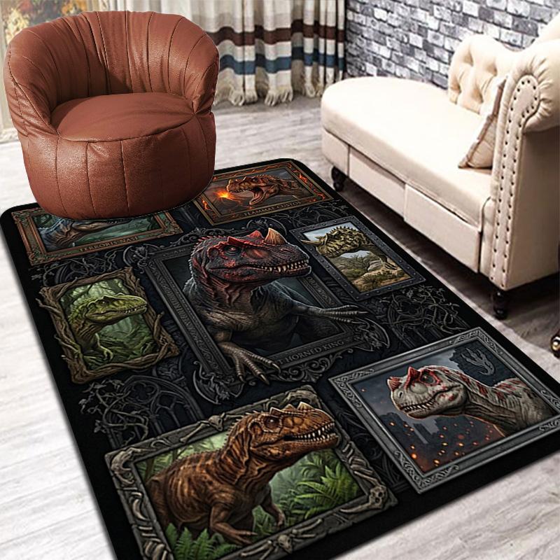 Dinosaur Portraits Pattern Rug Floor Mat for Living Room or Bedroom Soft and Comfortable Carpet a Gift for Birthday and Holiday.