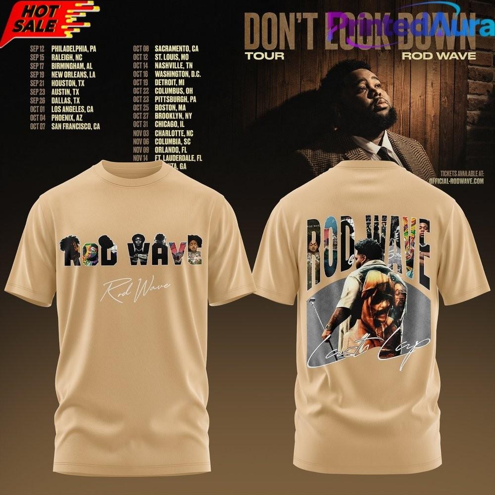2 Sided Rod Wave Dont Look Down 2026 Tour Sand T-Shirt T1103