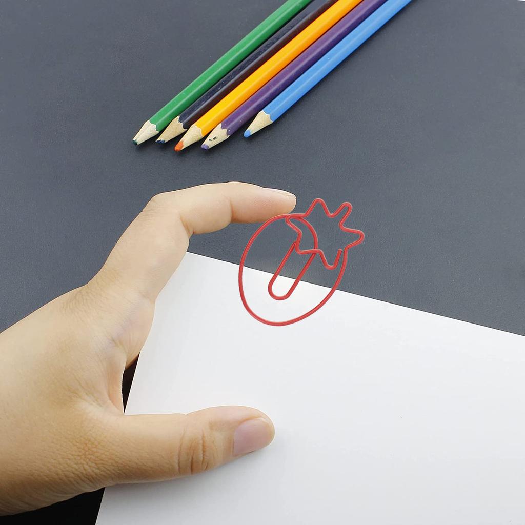 100 ks Sponky na papír ve tvaru jahod Galvanizovaný železný drát Ovocné sponky na papír Přenosný Živý Záložka Pa