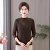 Women's Long-Sleeve Velvet-Lined Warm T-shirt for Middle-Aged & Elderly - Autumn/Winter Layer