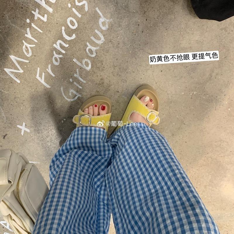 

Sheepskin version of meat cover and thin embroidery double word with lazy thick-soled slippers for women s summer wear 40 срібний