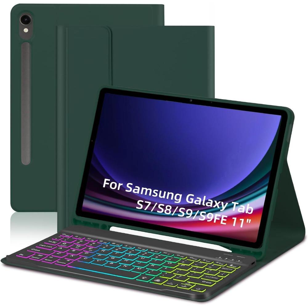 

Чехол-клавиатура Bluetooth для Samsung Tab S9 FE 10.9 S7 S8 S9 11 с защитной крышкой с 7-цветной подсветкой Samsung A9plus 11 X210