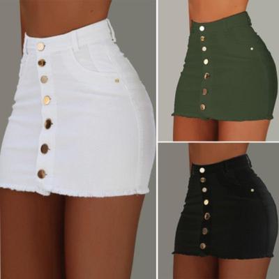Džínové sukně s vysokým pasem pro ženy Džíny Kapsy na knoflíky Minisukně Dámské Bodycon Sukně Femme