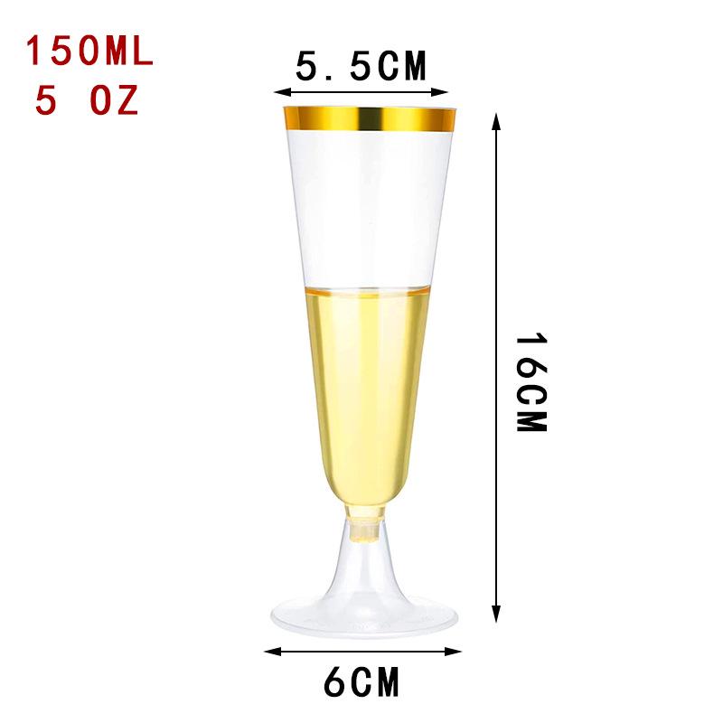 Detachable Red Wine Dessert Cup with High Stem - Disposable Plastic Champagne Flute for Weddings or Pudding Mousse.