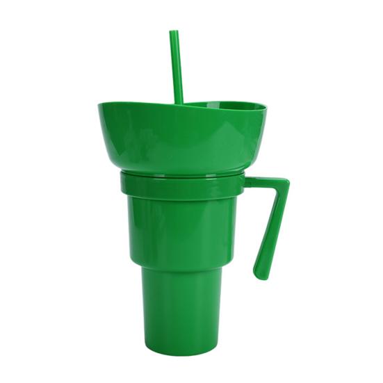 Snack And Drink Cup Reusable Popcorn Holder with Straw Leak-proof