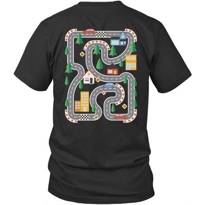 Printed On Back Father Playmat Race Car Track Dad Unisex Shirt Gift