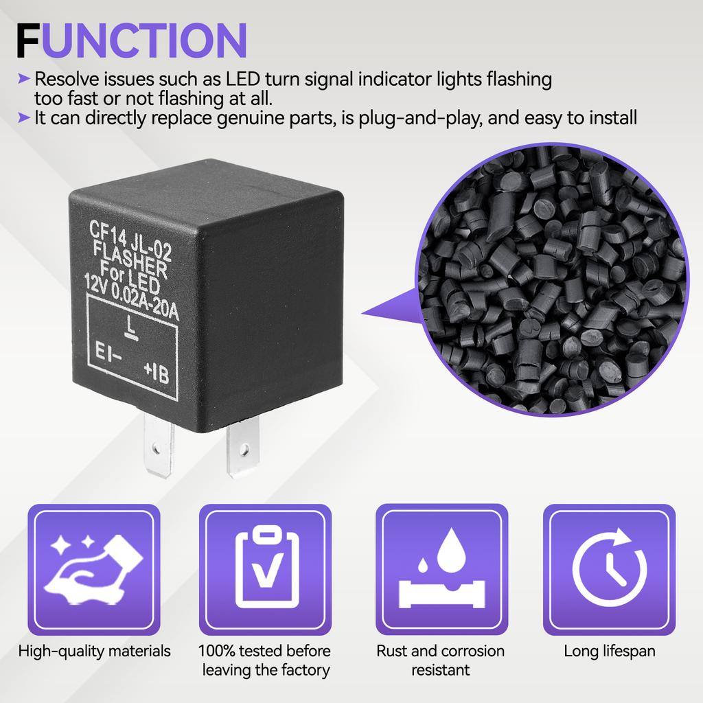 12V 3-Pin CF-14 CF14 JL-02 Elektronisches Auto-Blinker-Relais zur Behebung von LED-Blinklicht-Hyperflash-Blinklicht Auto 0.02A-20A