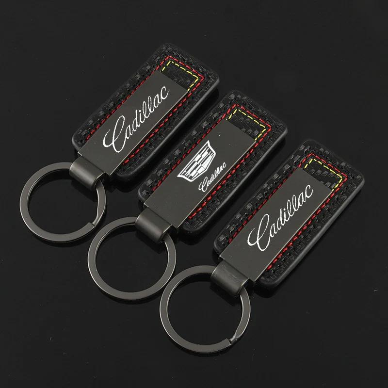 For Cadillac ATS BLS CT4 CT5 CTS ESCALADE SRX STS XT4 XT5 XT6 XTS Leather Car Logo Keychain Alloy Key Rings Chains Pendant