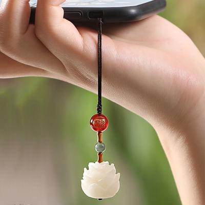 Unisex Key Chain Car Accessories Mobile Phone Ring Key Ring Bodhi Key Chain Lotus Flower Pendant