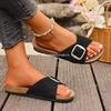 European and American fashion belt buckle open-toed cool slippers women's foreign trade thick-soled muffin slippers women's shoes large size Xia Xin