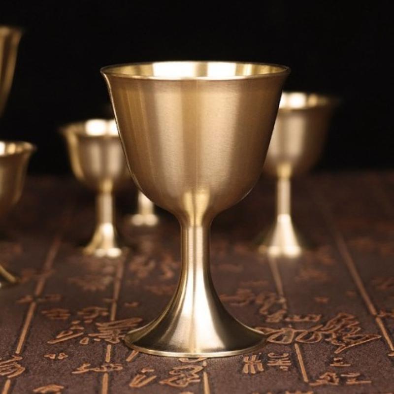 1Pcs S/M/L Vintage Brass Mug Red Wine Glass Good Gloss Copper Portable Smooth Edge Water Beer Cup Drinkware For Party Bar