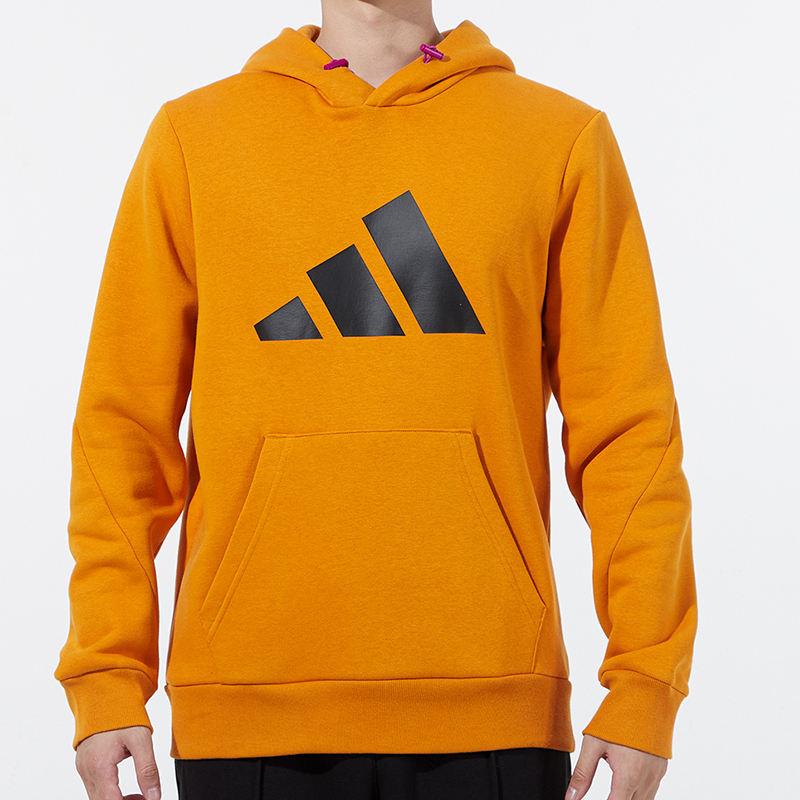 Adidas Large Logo Print Hoodie Men Sweatshirt Orange H46511