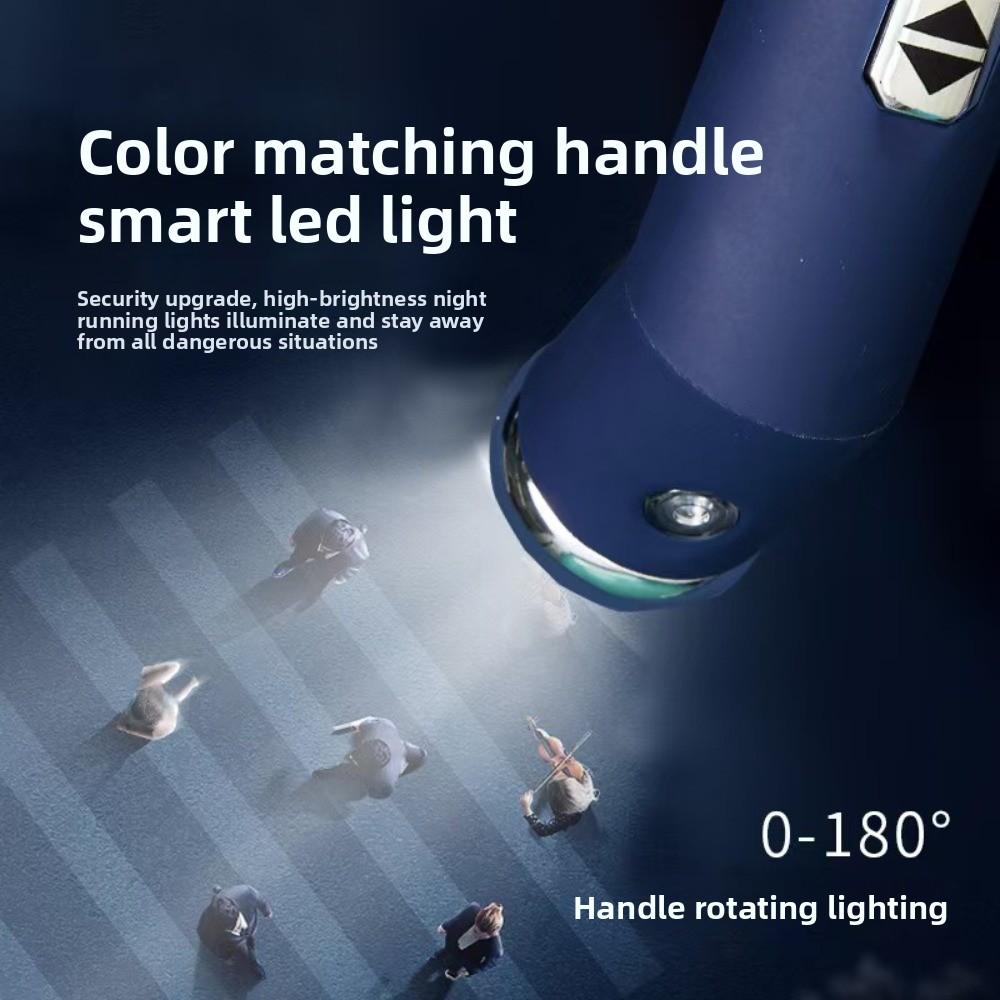 10-Bone Frame LED Flashlight Umbrella Waterproof Three Fold Rotating Umbrella Windproof Design UV Protection Dual Use Umbrella