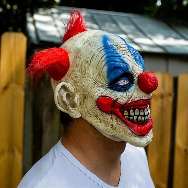 Horror Clown Mask Scary Smiling Design Halloween Costume Party Festival Performance Prop Clown Headgear Comfortable  Fit