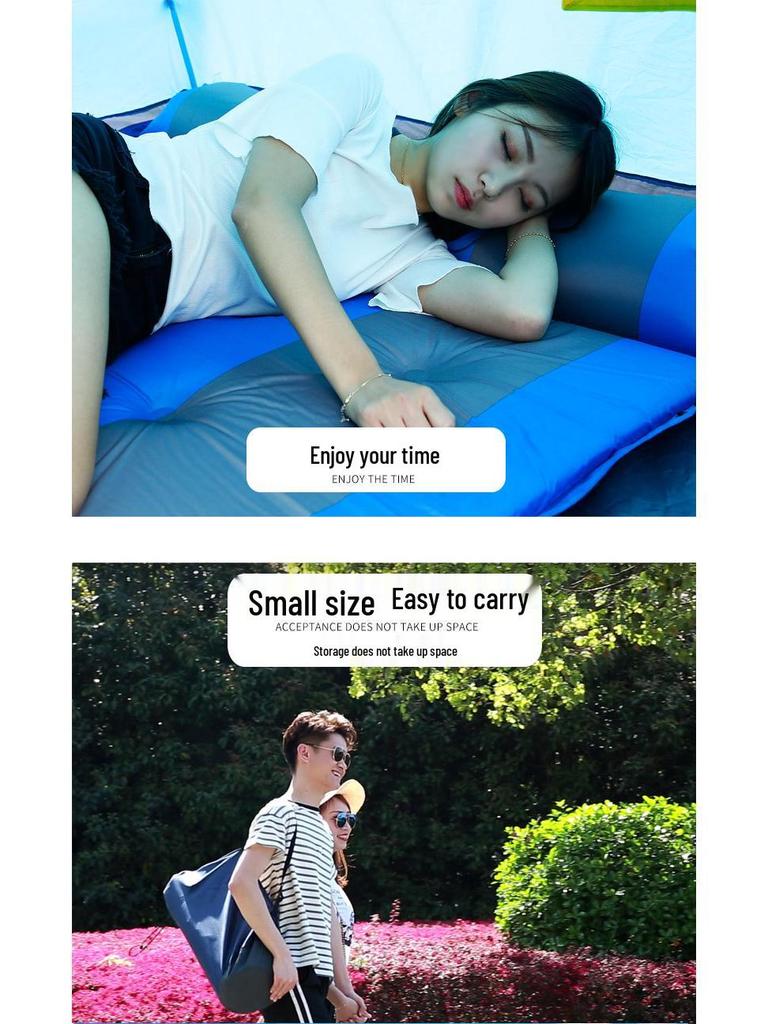 Automatic Inflatable Outdoor Sleeping Pad - Thick, Wide, Moisture-Proof Mat for 3-4 People Camping