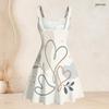 Women Plus Size Spaghetti Strap Off Shoulder Dress Modern Abstract Geometric Rainbow Leaf Print Swing Dress