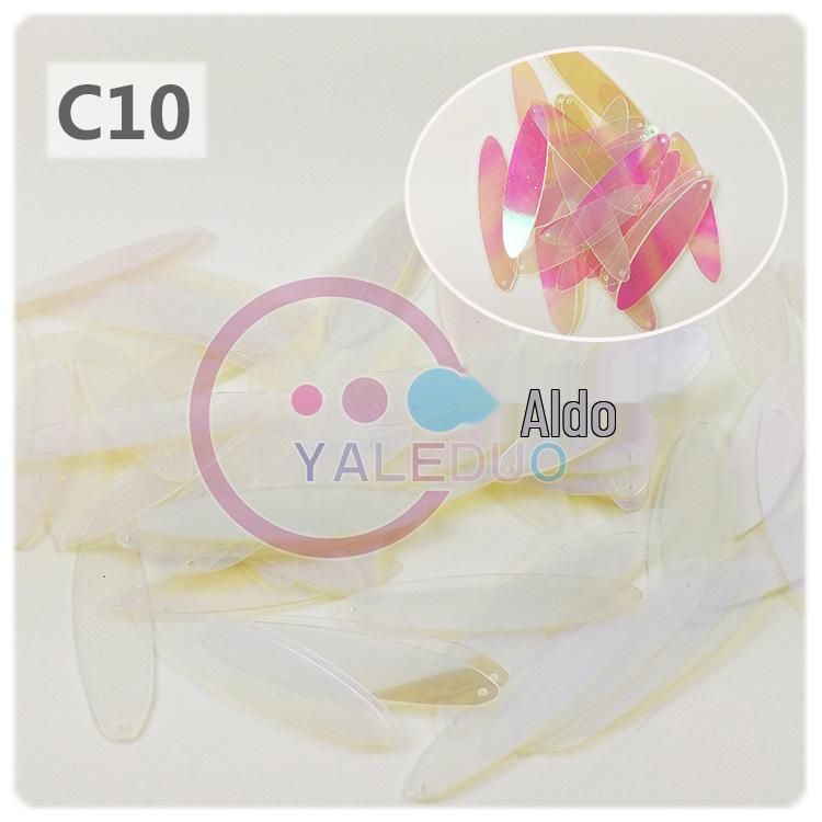10x40mm Iridescent Gold Oval Double-Pointed Sequins for DIY Earring and Apparel Accessories