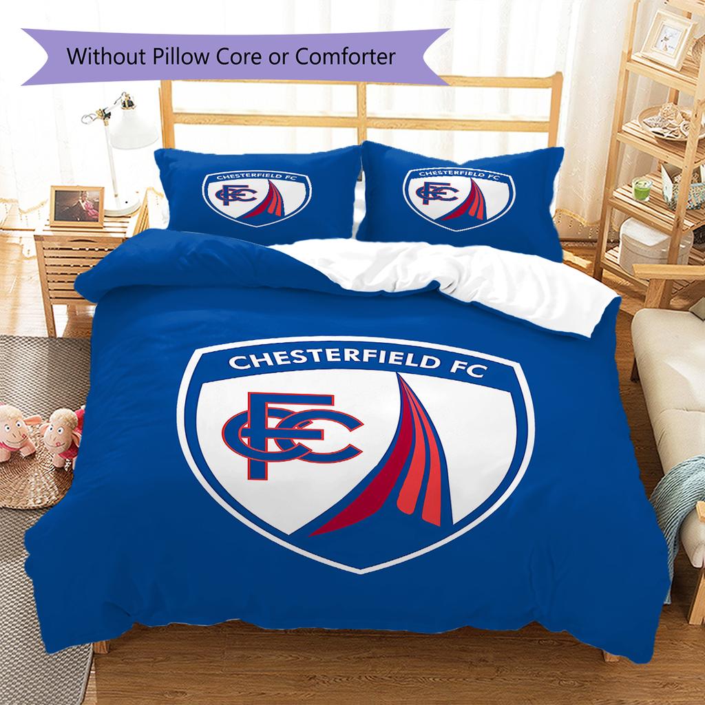 Chesterfield F.C.C Vzorované povlečení, Sada přikrývky Povlak na přikrývku Povlak na polštář Domácí Dárek k narozeninám (1 * povlak na peřinu + 2 * povlak na polštář, bez jádra)
