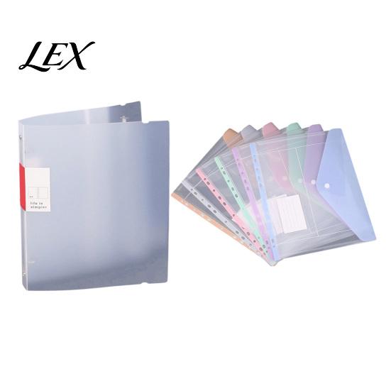 Student Exam Filing Organizer 11 Hole Expandable Binder Folders for 2/3/4 Ring Document Pouch, Plastic Envelopes Soft Color File Organizers