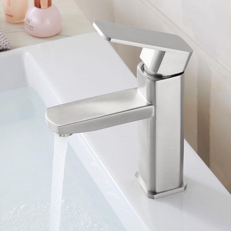 Brushed Gold Square Stainless Steel Basin Faucet