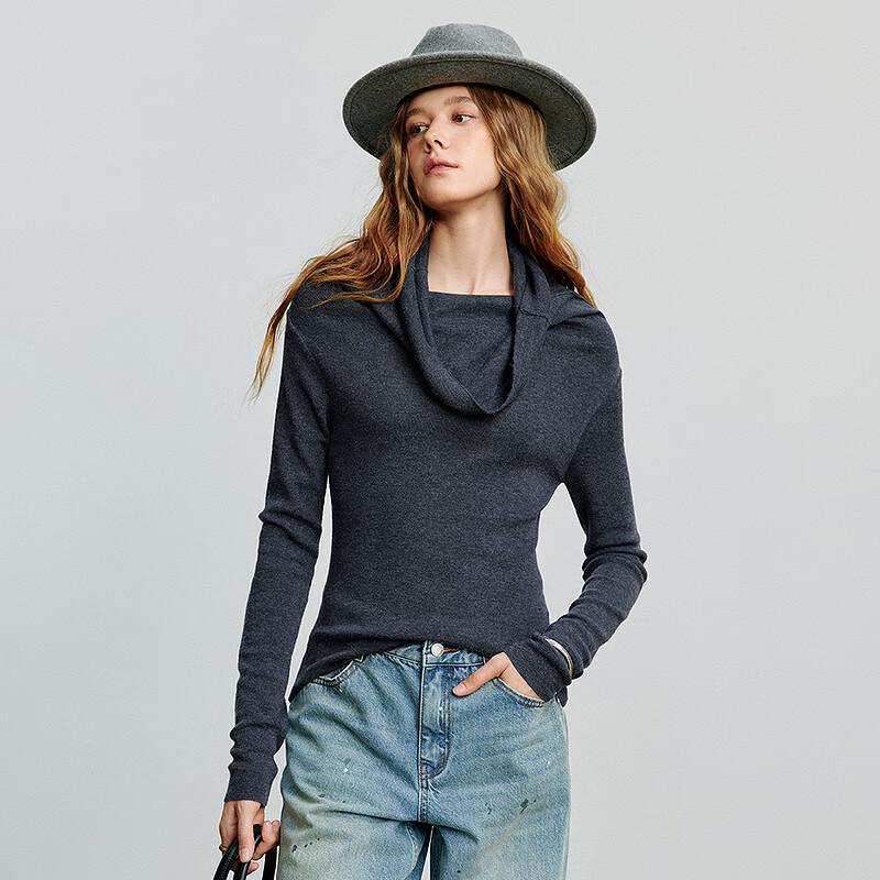 Chuyu Women's Slim-Fit Wool Blend Boat Neck Knit Top