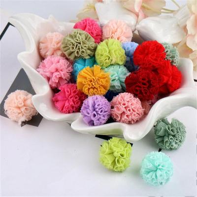 20Pcs 25mm Two-color Elastic Mesh Chiffon Ball For DIY Kids Clothes Hat Shoes Crafts Patches Handmade Baby Headwear Bow Decor