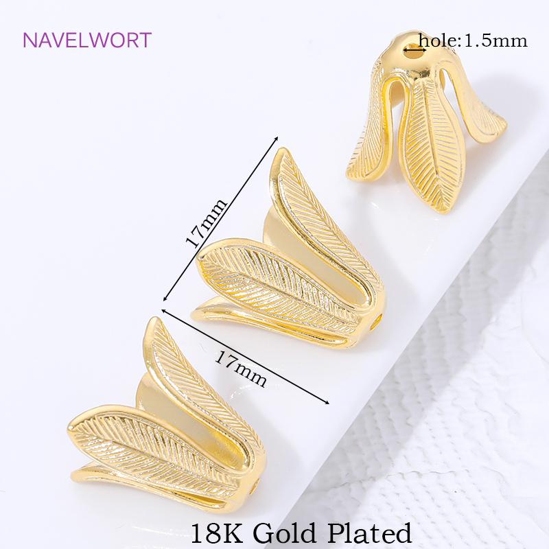 18K Gold Plated Brass Tree Leaf Bead Caps For Bracelet Making,Cap For Beads,DIY Beading Accessories,Materials For Jewelry