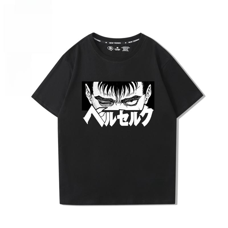 Berserk Anime Hübscher Druck 100% Baumwoll-T-Shirt Sommer Herren Lässig Bequem Atmungsaktiv Streetwear