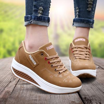 Damskie buty Skóra PU Oddychające Wodoodporne Koturny Buty na Platformie Damskie Sneakersy Sznurowane Buty Casual Damskie Płaskie Mokasyny