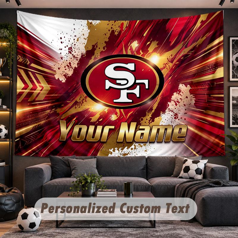 Wall Hanging Tapestry Custom NameSan Francisco 49ers Pattern Personalized Printed Fabric Wall Decor