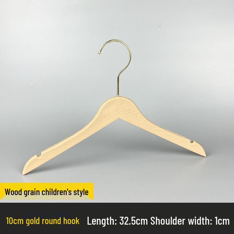 Children's Non-slip Hanger: Plastic Imitation Wood, Black & White, Unpainted Wood Color, No-mark Pants Rack
