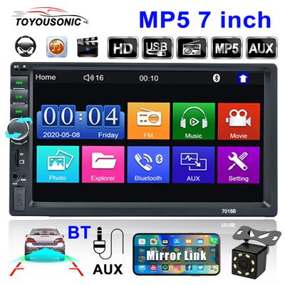 7" Car Radio Carplay Autoradio Multimedia Phone MirrorLink Reverse Rearview Touch Screen Bluetooth BT TF MP5 FM Support USB