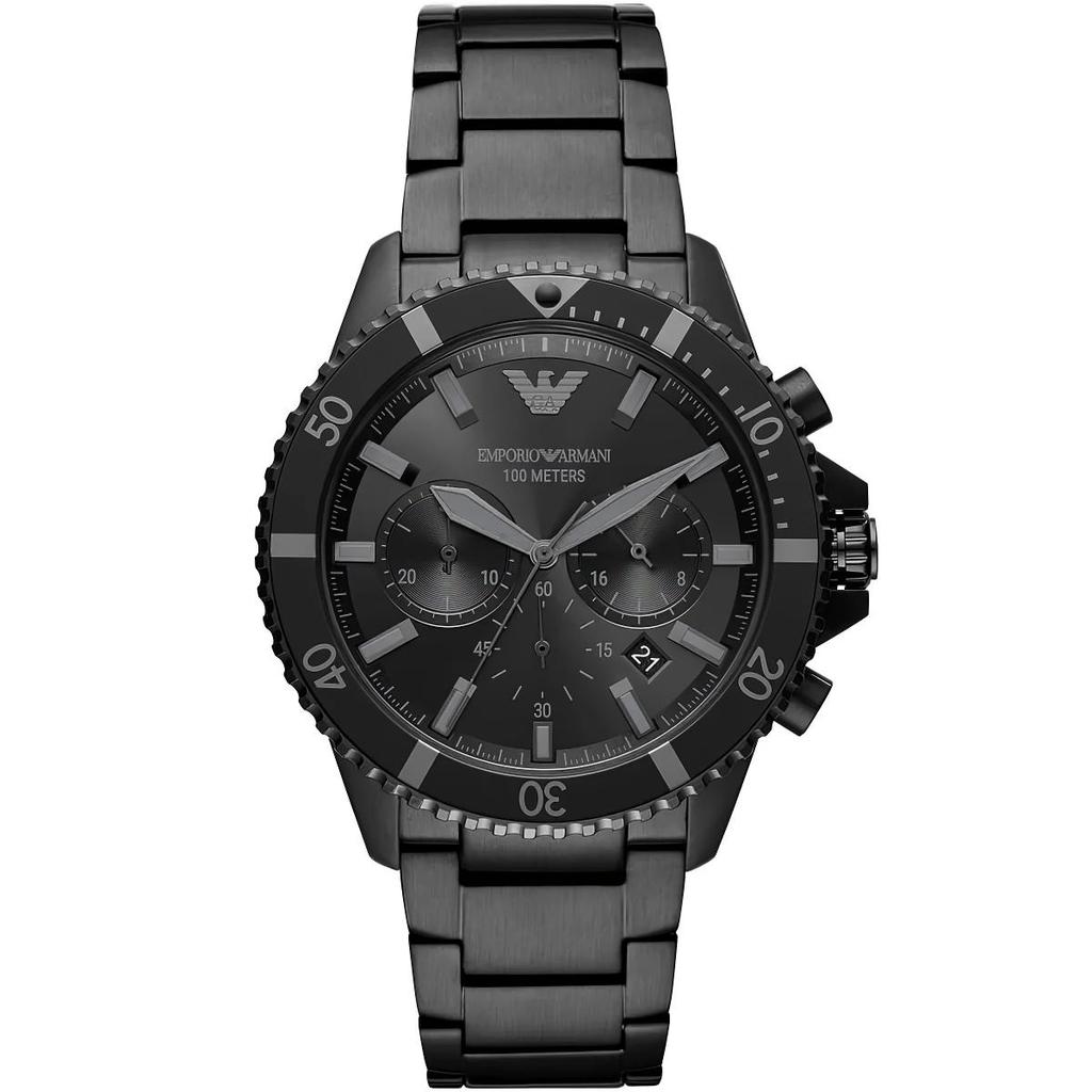 Emporio Armani AR11363 Herren-Chronograph, komplett in Schwarz