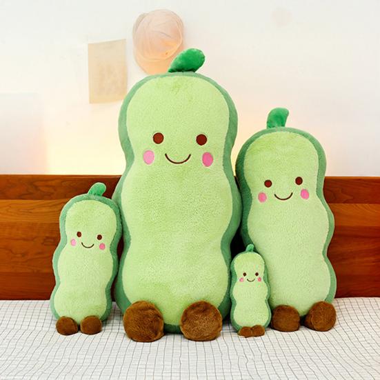 Smiling Pea Body Pillow Soft Plush Cushion for Adults Kids Funny Vegetable Hugging Pillow for Home Relaxation And Sleep