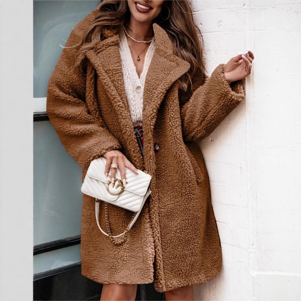 Dámské oblečení, Plyšové, S dlouhým rukávem, S límcem, Ležérní bunda, Top