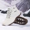 TUINANLE Couple Outdoor Hiking Shoes Warm Plush Flat Lace Breathable Soft Sole Low-top Boots Unisex Camping