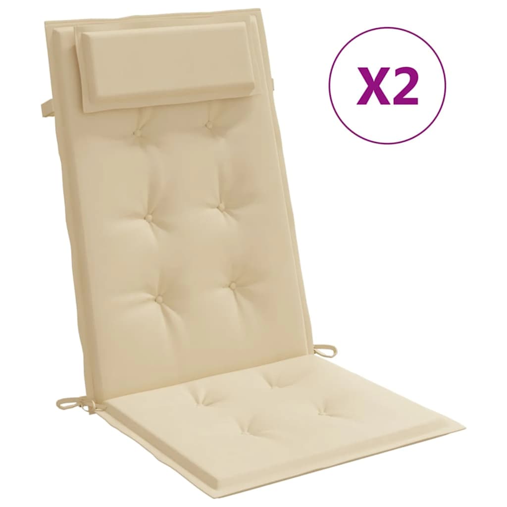 High Back Seat Cushions 2 Pcs Beige Oxford Fabric