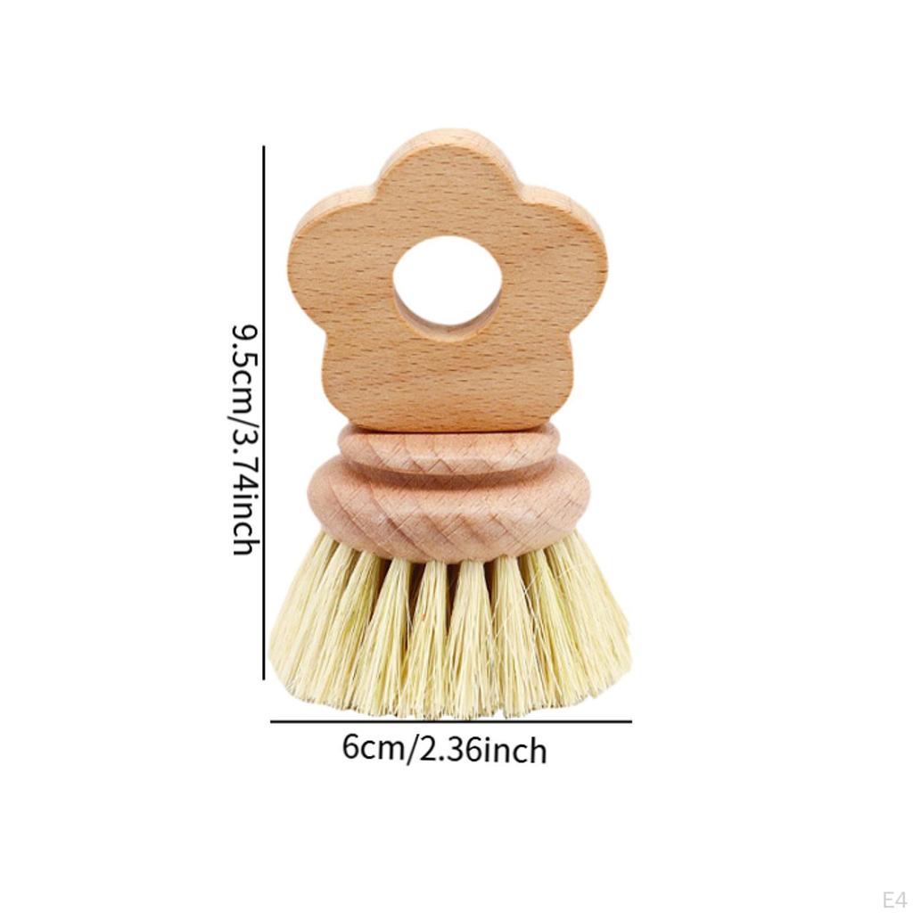 Dish Brush Scrub Home Cleaning Tools with Handle Sisal Bristles Fruit Vegetable Scrubber