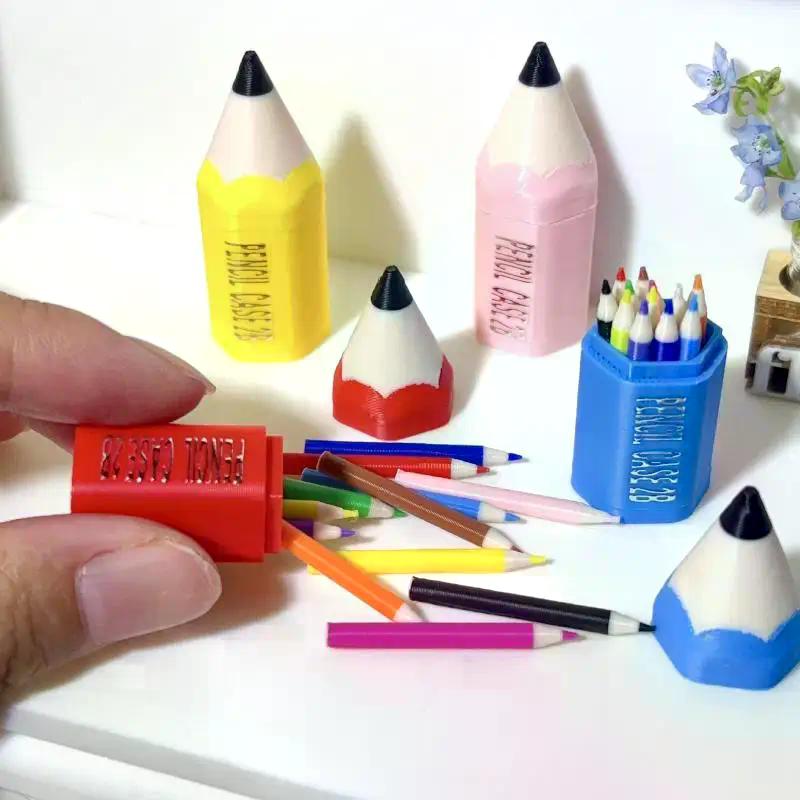 10/12Pcs Kid Pretend Play Toy Dollhouse Miniature Colored Pen Mini Pencil School Supplies Model Doll House Accessories