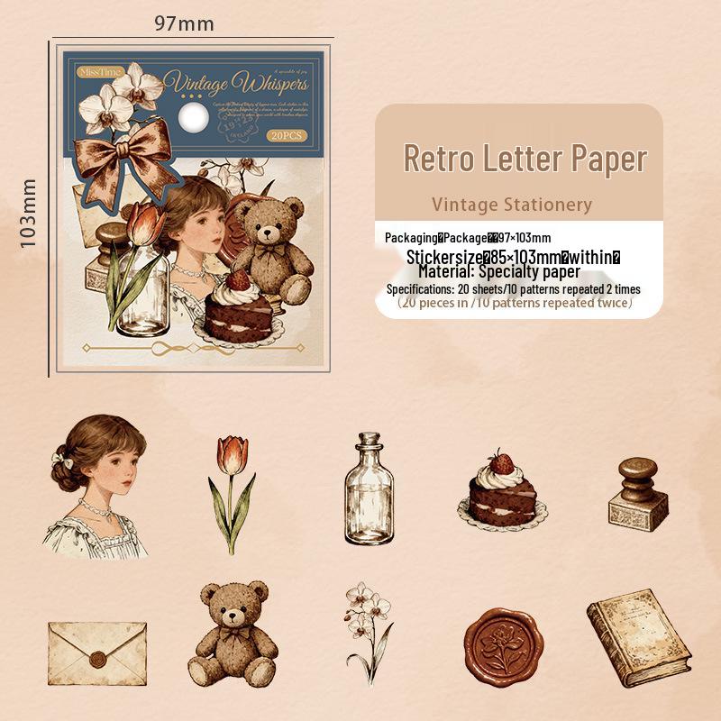 Retro Whispers Sticker Set: Vintage Illustration Journal & Collage Paper