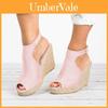 Stilvolle Damen Sandalen Lässige Keilabsätze Mit Bequemem Stroh Plateau Peep Toe