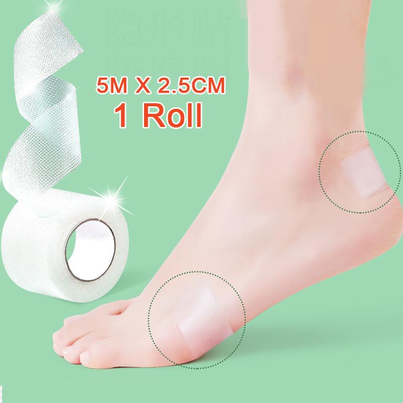 1 Roll Anti-Wear PE Heel Sticker Tape Heel Patch Protector Waterproof First Aid Blister Foot Pad Heel Inserts Grips 5M X 2.5CM