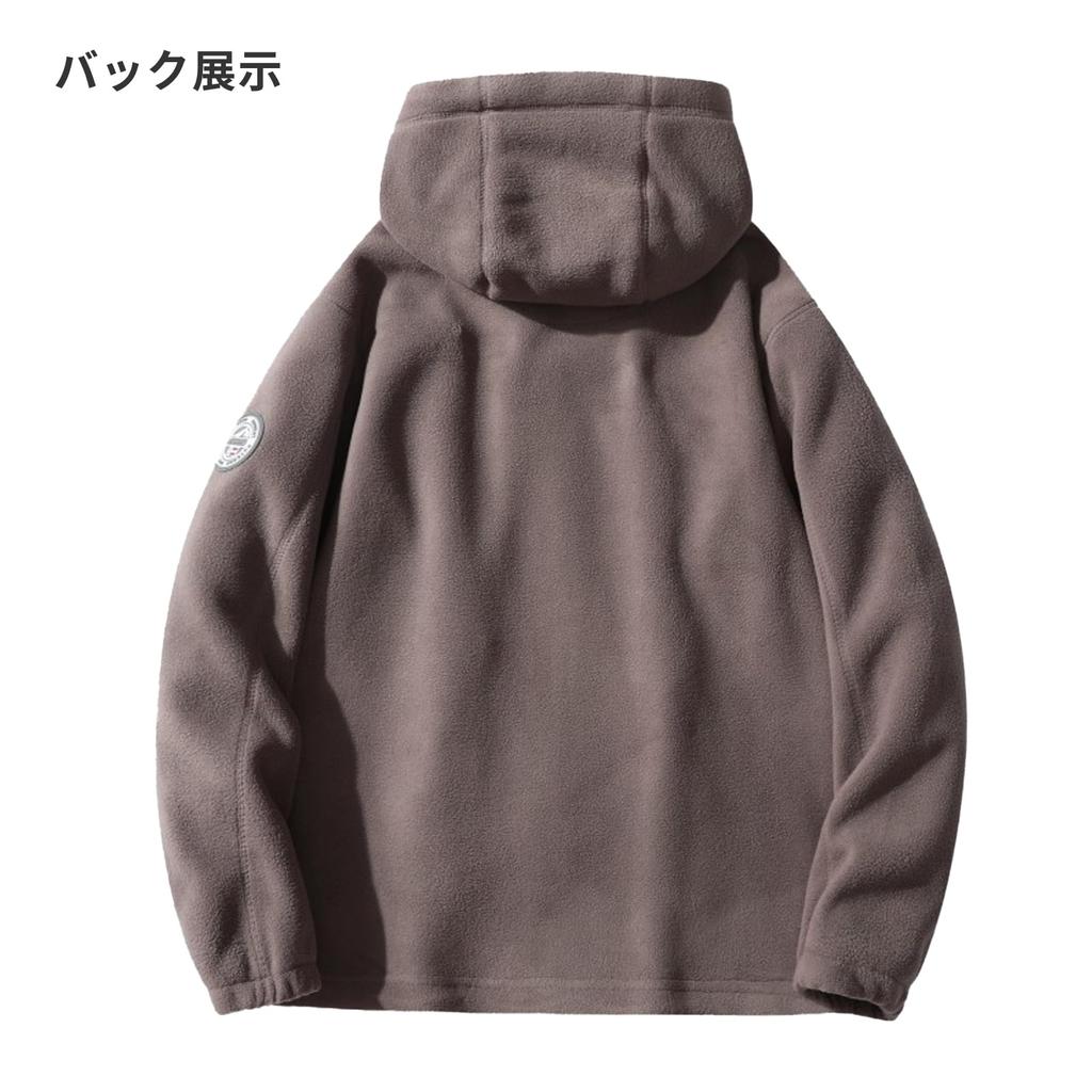Manatsulife Hooded Polar Fleece WT9819 Men's Jacket, Full-Zip, Warm, Outdoor, Cold-Proof, Windproof, Autumn/Winter, (L, Khaki)