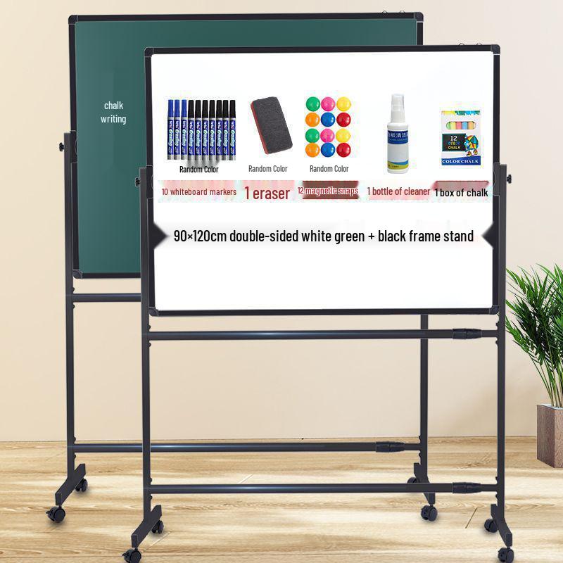 Mobile Double-Sided Magnetic Whiteboard and Chalkboard