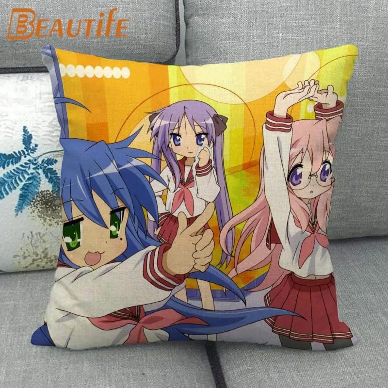 Custom Lucky Star Pillowcase Cartoon Girl Wedding Decorative Cotton Linen Pillow Case for Home Pillow Cover 45X45cm One Side