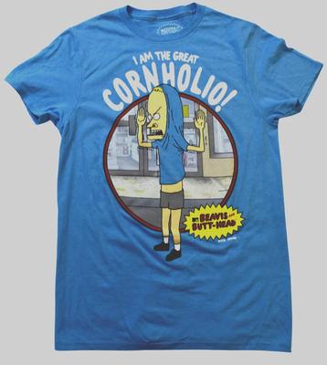 MTV Beavis & Butt-Head Herren Ich bin der Große Cornholio Blaues T-Shirt Neu Klein