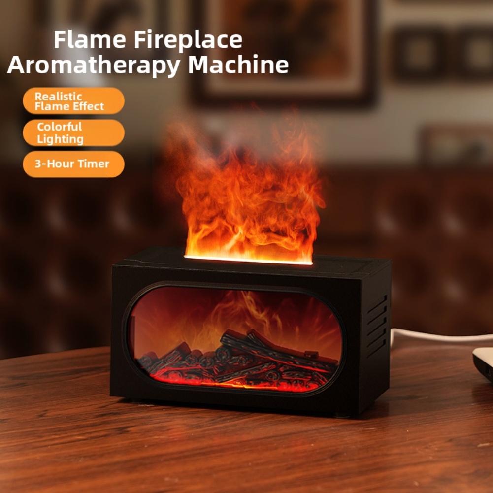 Fireplace Aroma Diffuser with Humidifier 7 Color LED Light Mode and 140ml Capacity for Calm and Comfortable Space