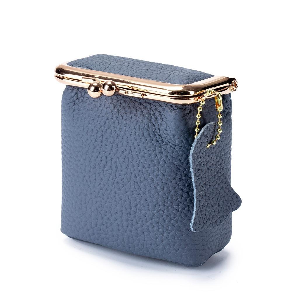

High Quality Portable Lipstick Pouch Genuine Leather Soft Cosmetic Bag Mini Keys Box синій