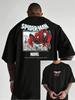 T-shirt Oversize a Maniche Corte con Design Collaborativo Huf x Marvel, Raffigurante un'Illustrazione Classica in Stile Fumetto